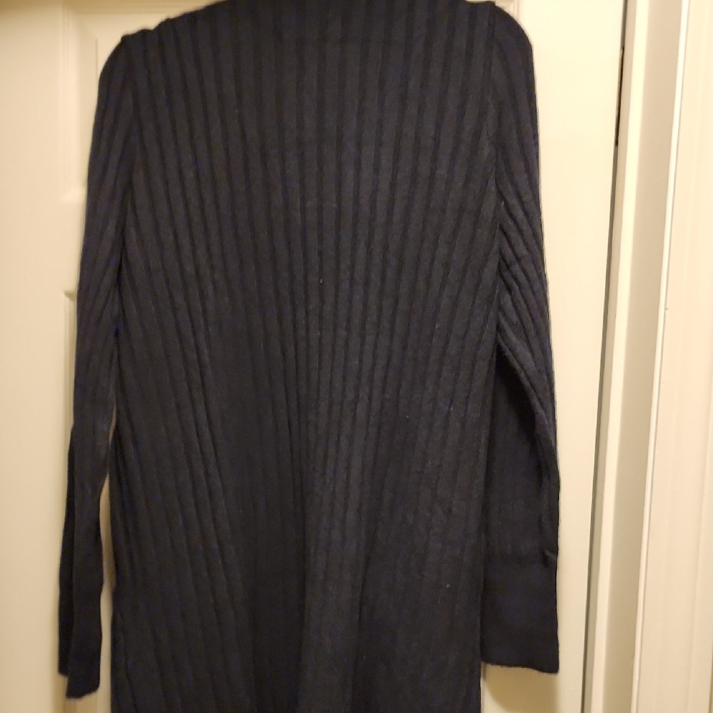 Black Ribbed Open Front Cardigan - Picture 5 of 5